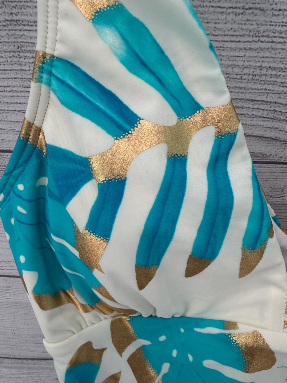 VENUS Turquoise, Gold & Cream One-Piece Swimsuit - Picture 2 of 9